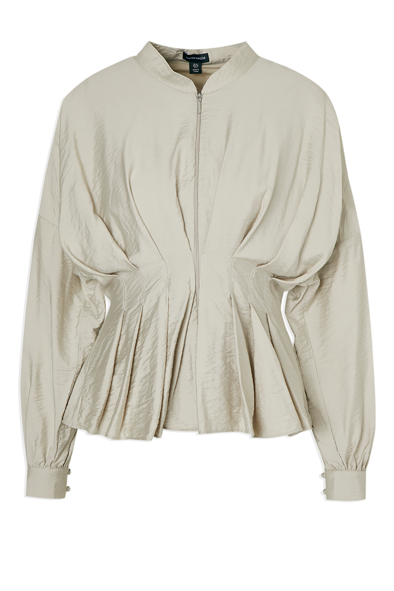Pleated Detail Woven Jacket, Main, color, Stone