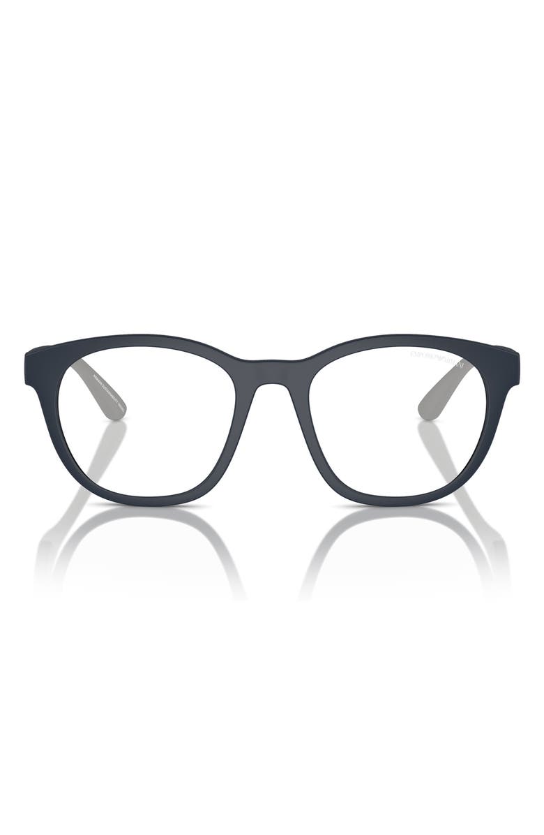 Emporio Armani 47mm Phantos Optical Glasses, Main, color, Matte Blue / Clear