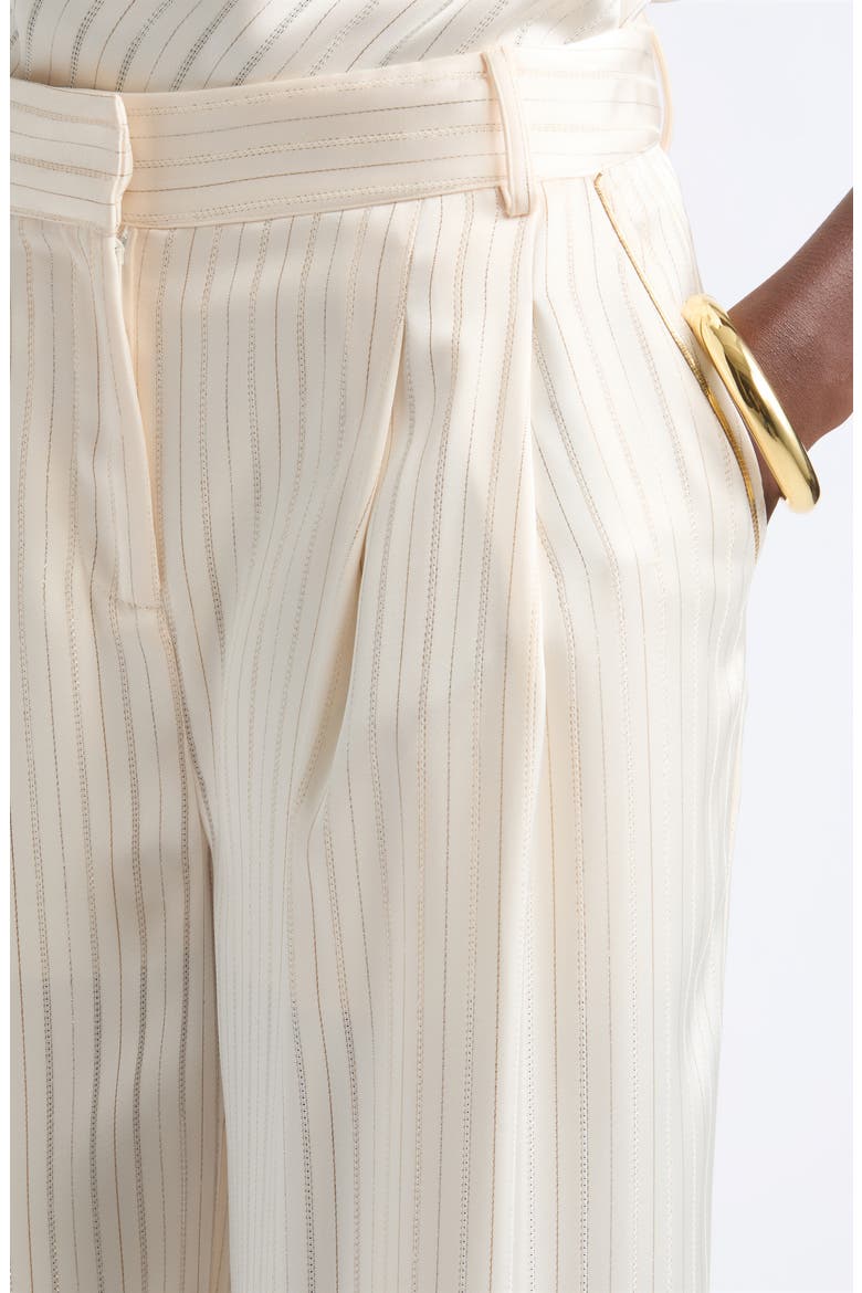 Jasmine Pleated Pinstripe Wide Leg Pants, Alternate, color, WINTER WHITE