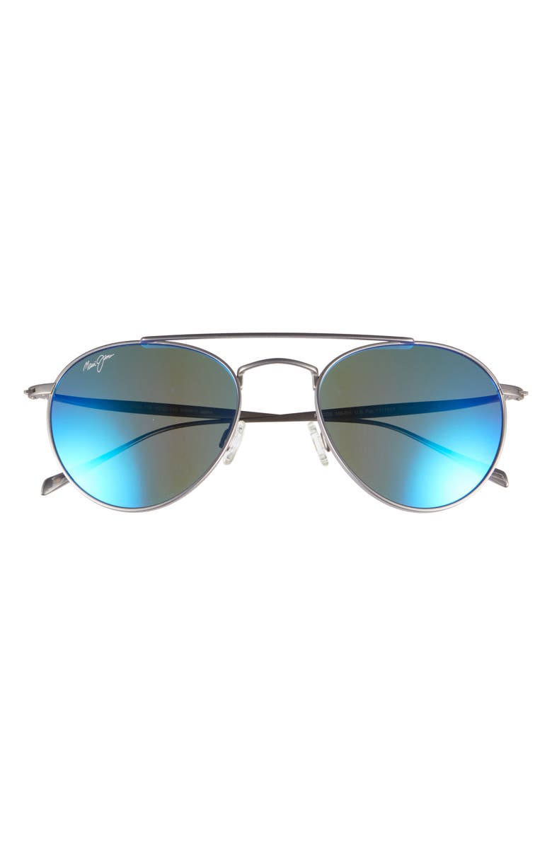 Maui Jim 52mm Blue Hawaii Polarized Aviator Sunglasses, Main, color, Titanium Titanium Blue