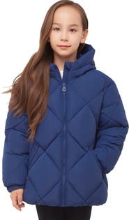 Rokka&Rolla Kids' Charlotte Diamond Quilted Hooded Puffer Jacket