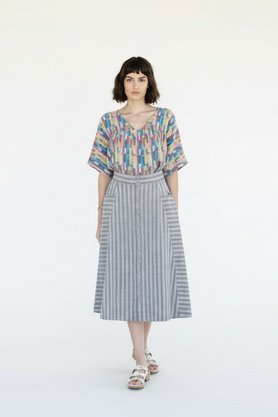 Gertie Skirt Button Front Midi Skirt - image 3