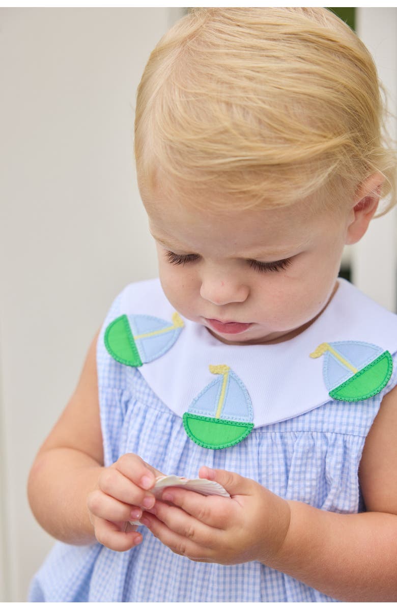 Little English Applique Bib Bubble, Alternate, color, Sailboats