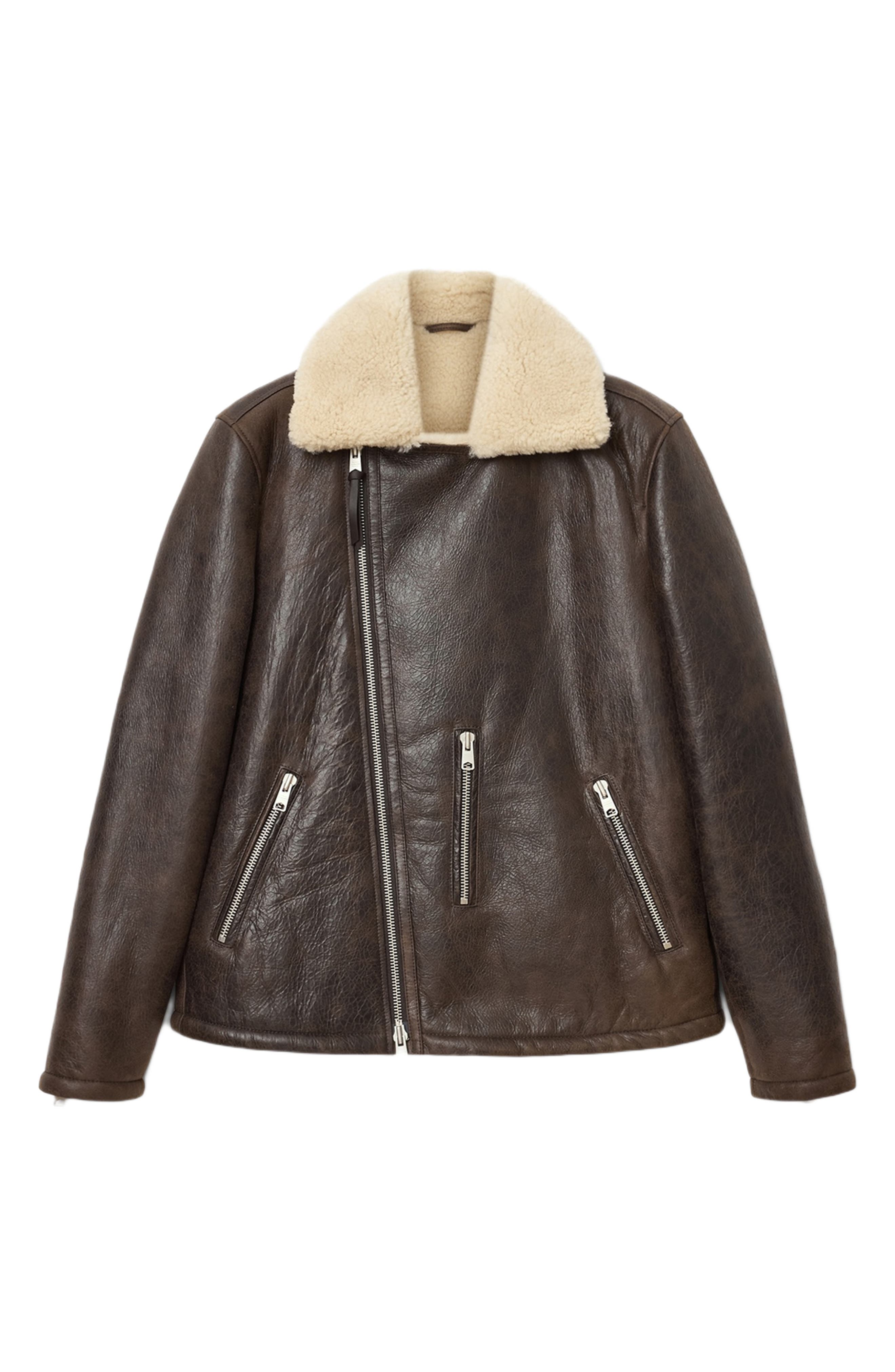Xylon Shearling Lined Leather Biker Jacket (Men) | Nordstrom