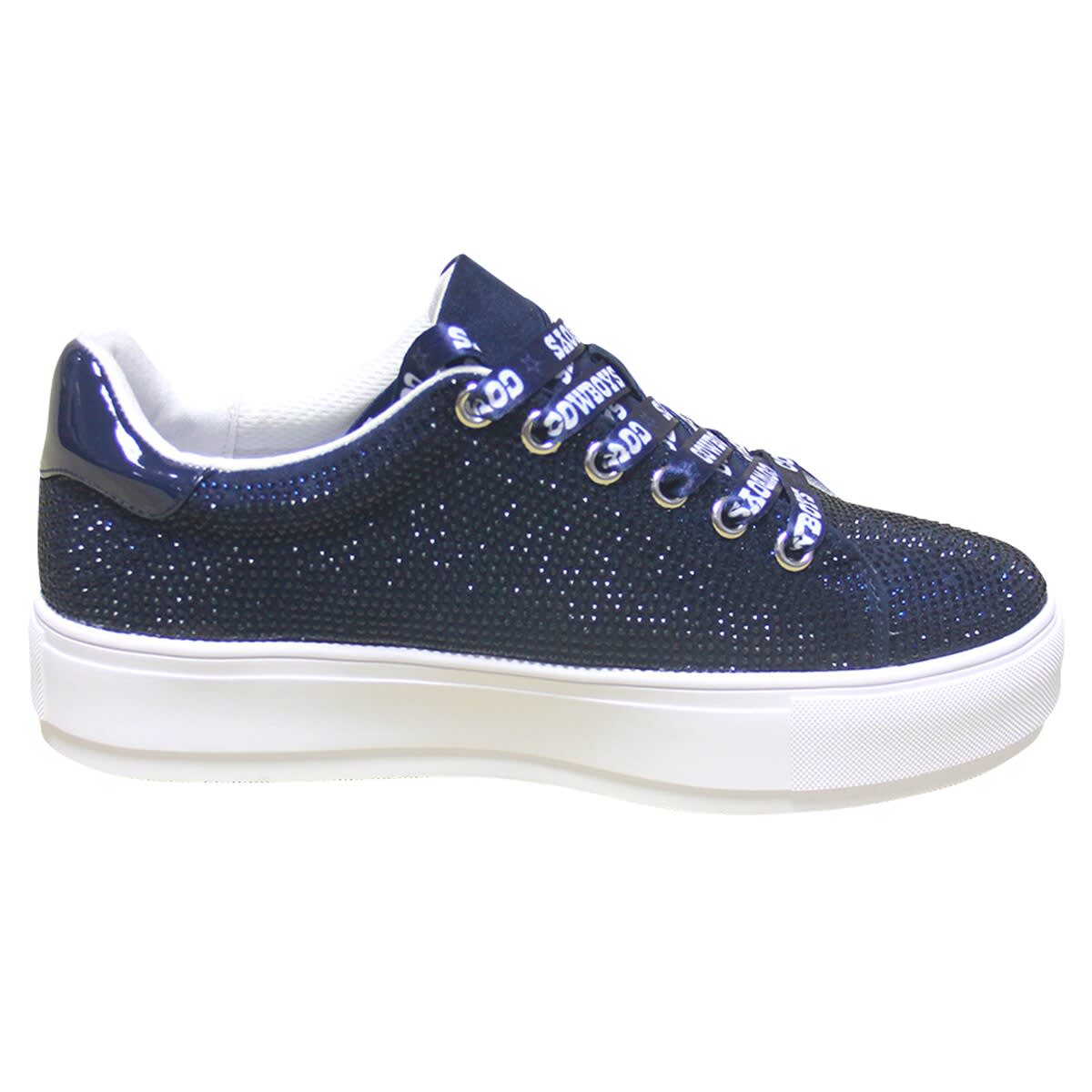 CUCE Women's Cuce Navy Dallas Cowboys Team Color Crystal Sneakers, Alternate, color, 