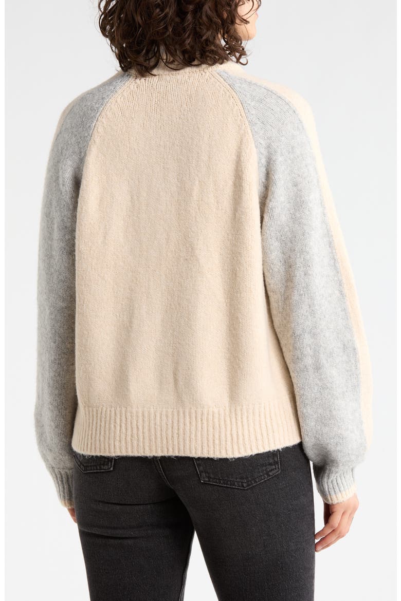 Nolan Colorblock Zip Sweater Bomber Jacket, Alternate, color, MACADAMIA BEIGE/ GREY