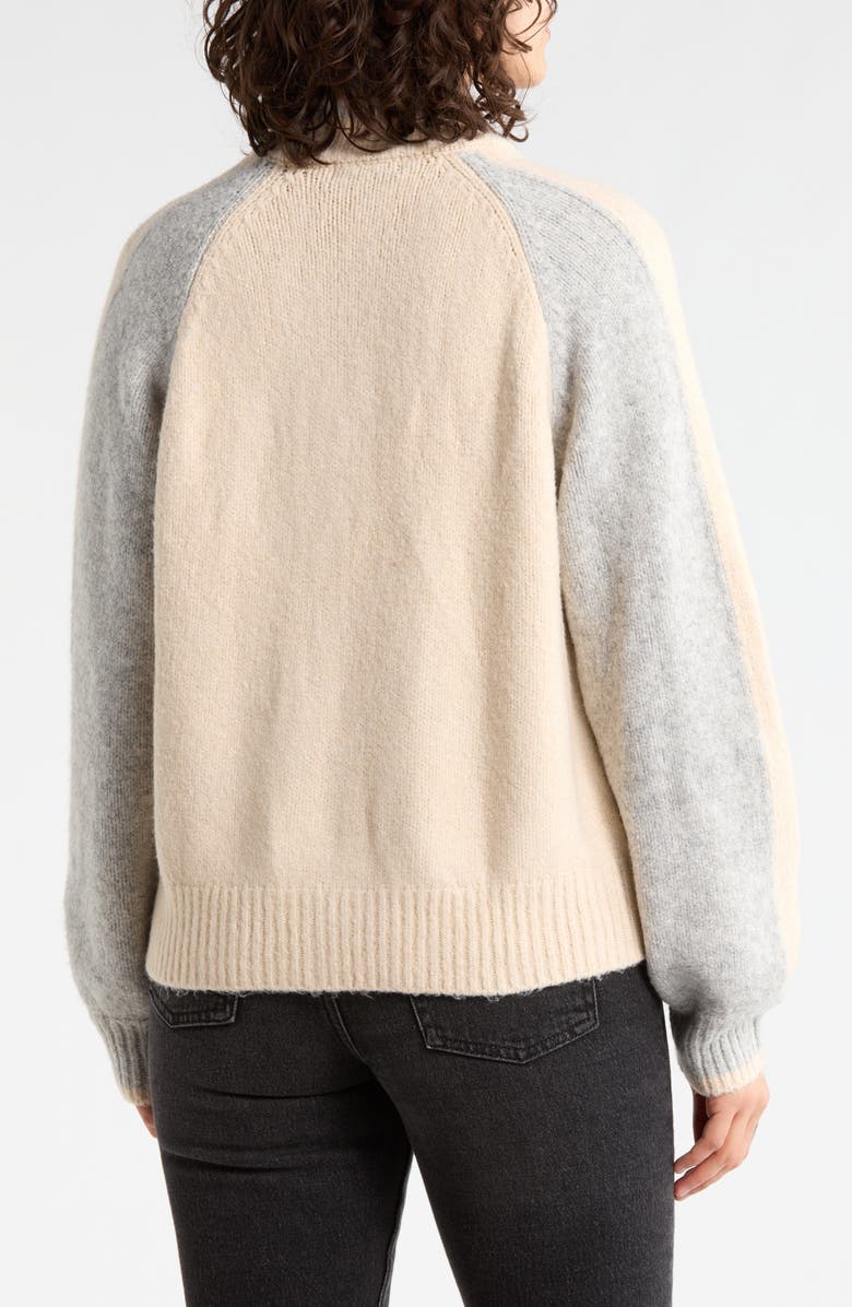 Sanctuary Nolan Colorblock Zip Sweater Bomber Jacket, Alternate, color, Macadamia Beige/ Grey