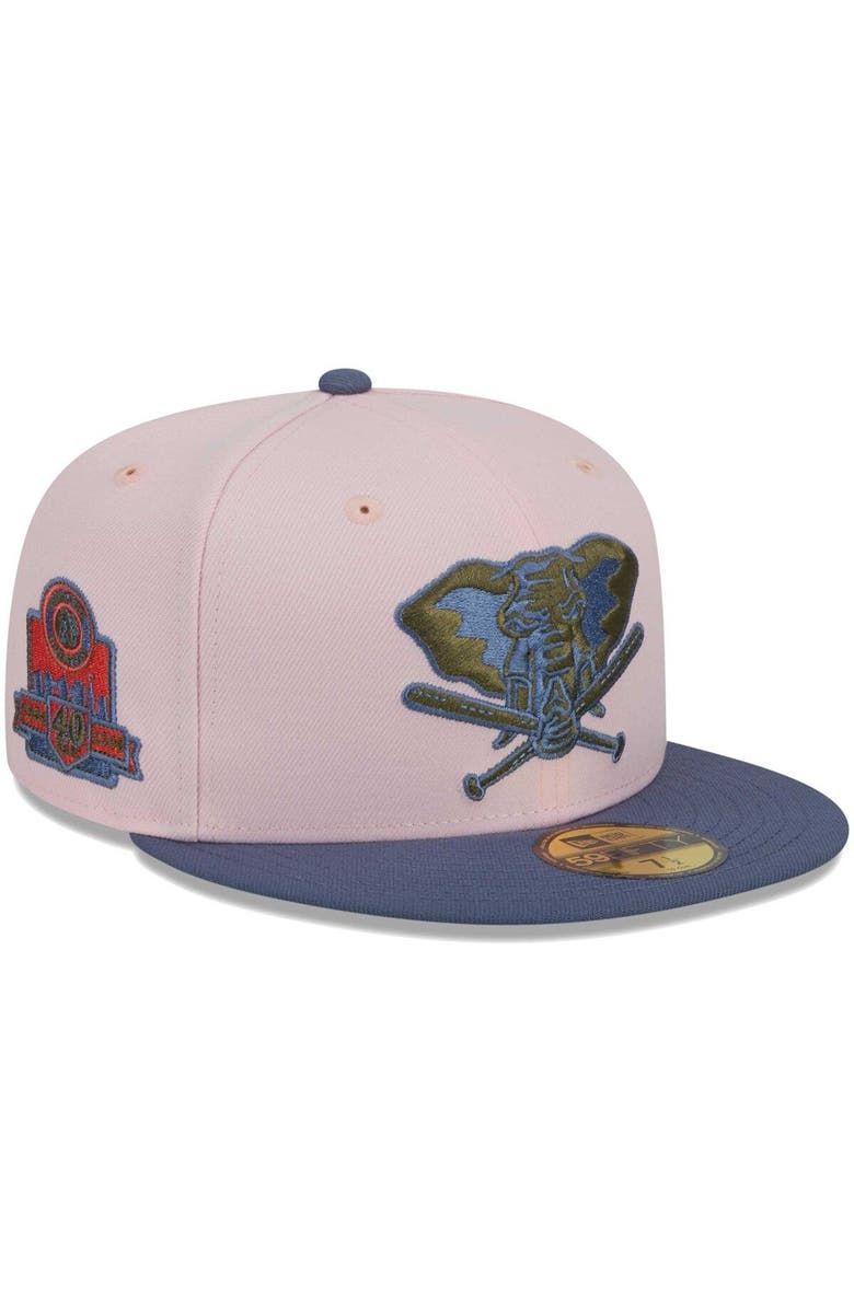 New Era Men's New Era Pink/Blue Oakland Athletics Olive Undervisor 59FIFTY Fitted Hat, Main, color,