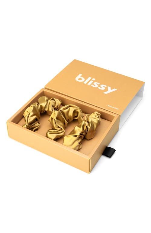 Blissy 3-pack Silk Scrunchies In Gold