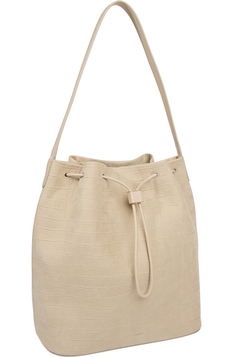 Vince Sarai Croc Embossed Leather Bucket Bag, Alternate, color, Marzipan