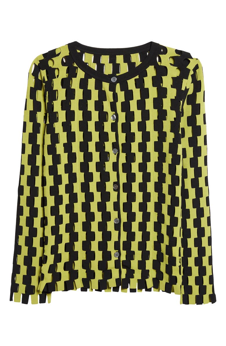 ZANKOV Bowery Open Stitch Cardigan, Alternate, color, Black/ Aloe Multi