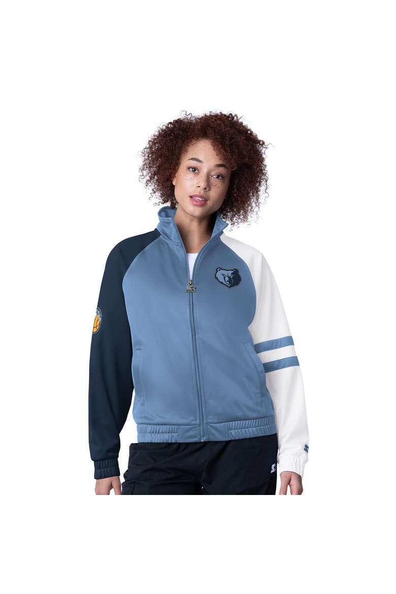 Women's Starter Light Blue Memphis Grizzlies Line Up Dolman Raglan Full-Zip Track Jacket, Main, color, Light Blue