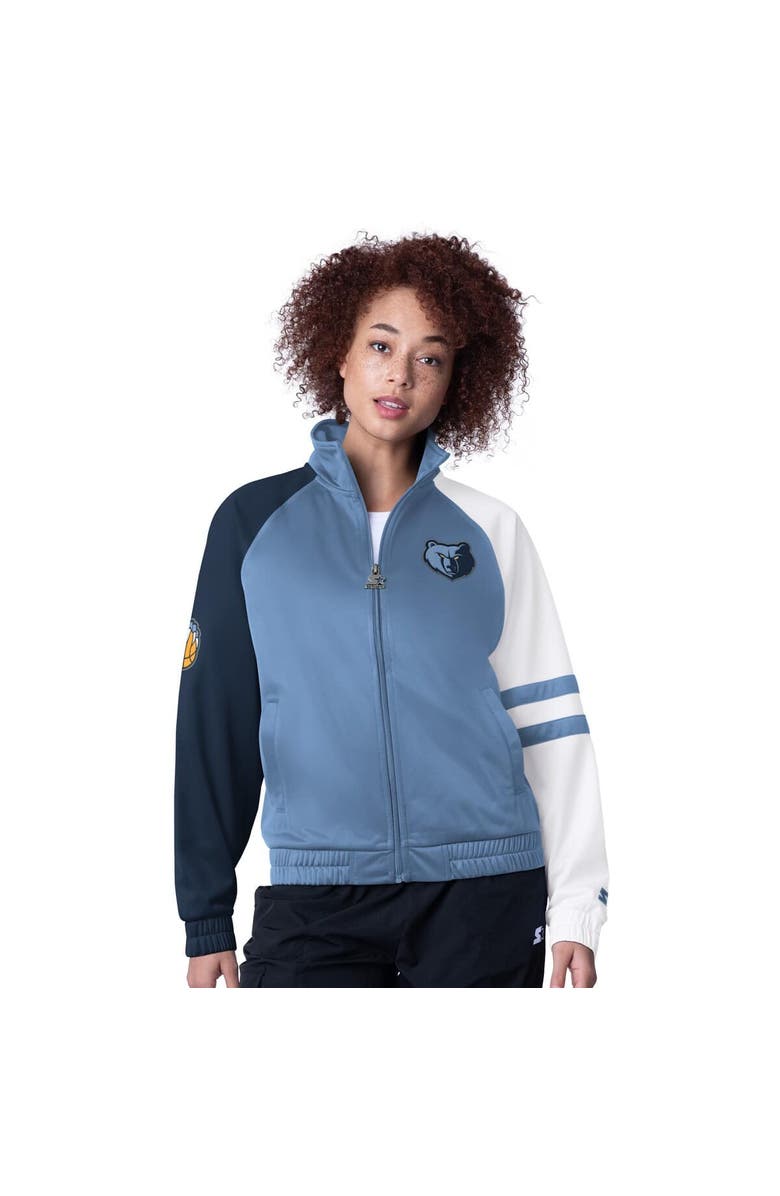 STARTER Women's Starter Light Blue Memphis Grizzlies Line Up Dolman Raglan Full-Zip Track Jacket, Main, color, Light Blue