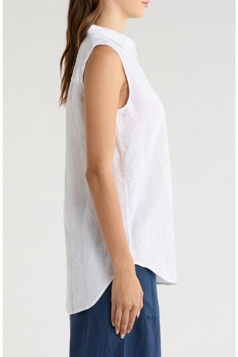 Finley Sleeveless Linen Button-Up Shirt, Alternate, color, WHITE