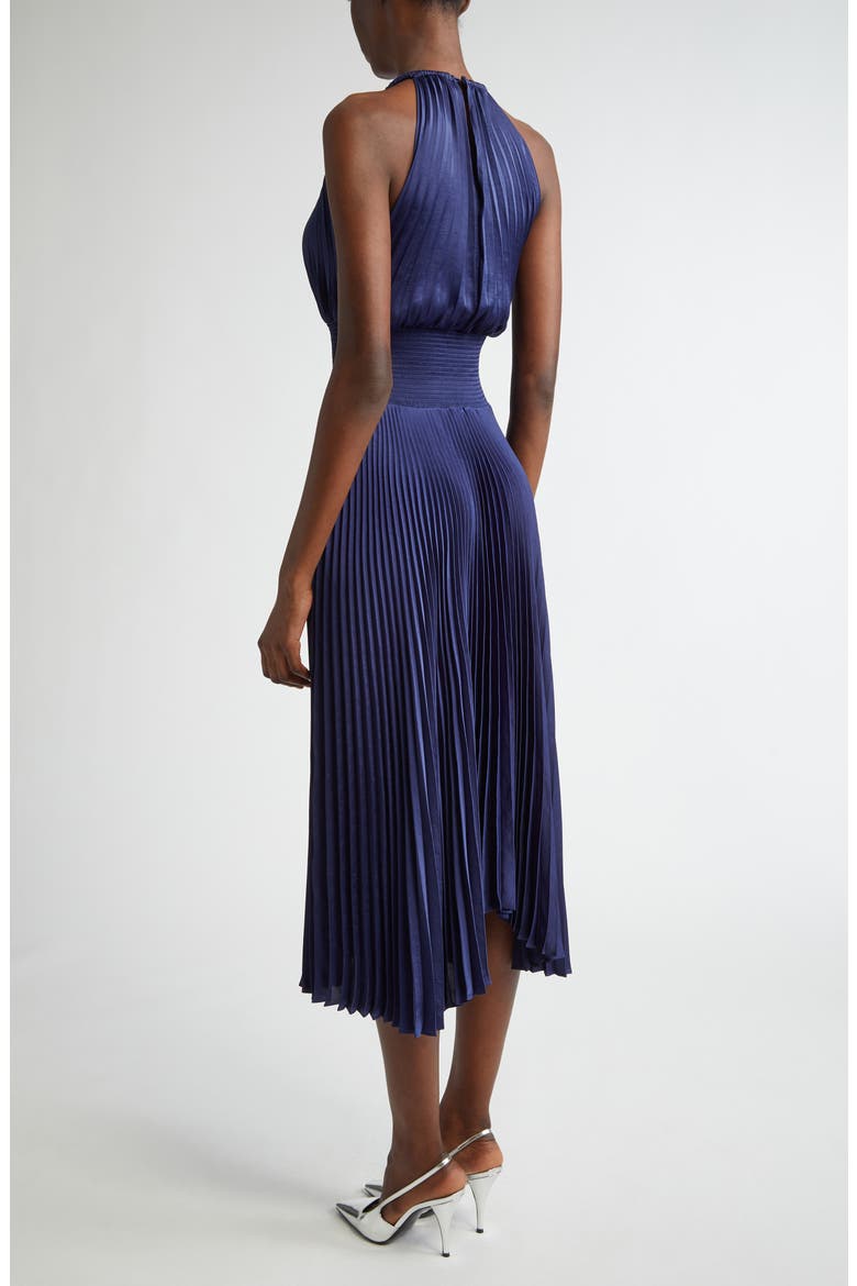 Renzo Pleated Midi Dress, Alternate, color, RIVIERA