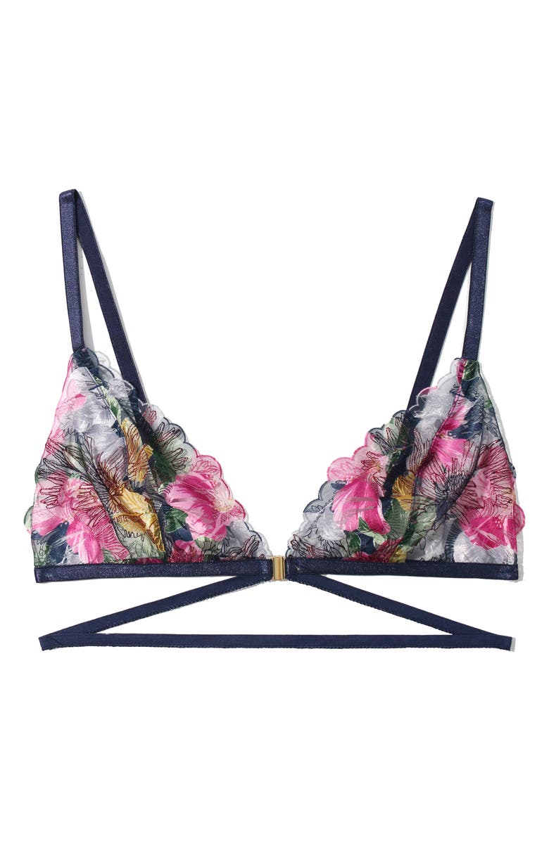 Hanky Panky Wildly Bloom Triangle Bralette, Alternate, color, Dark Sky Blue