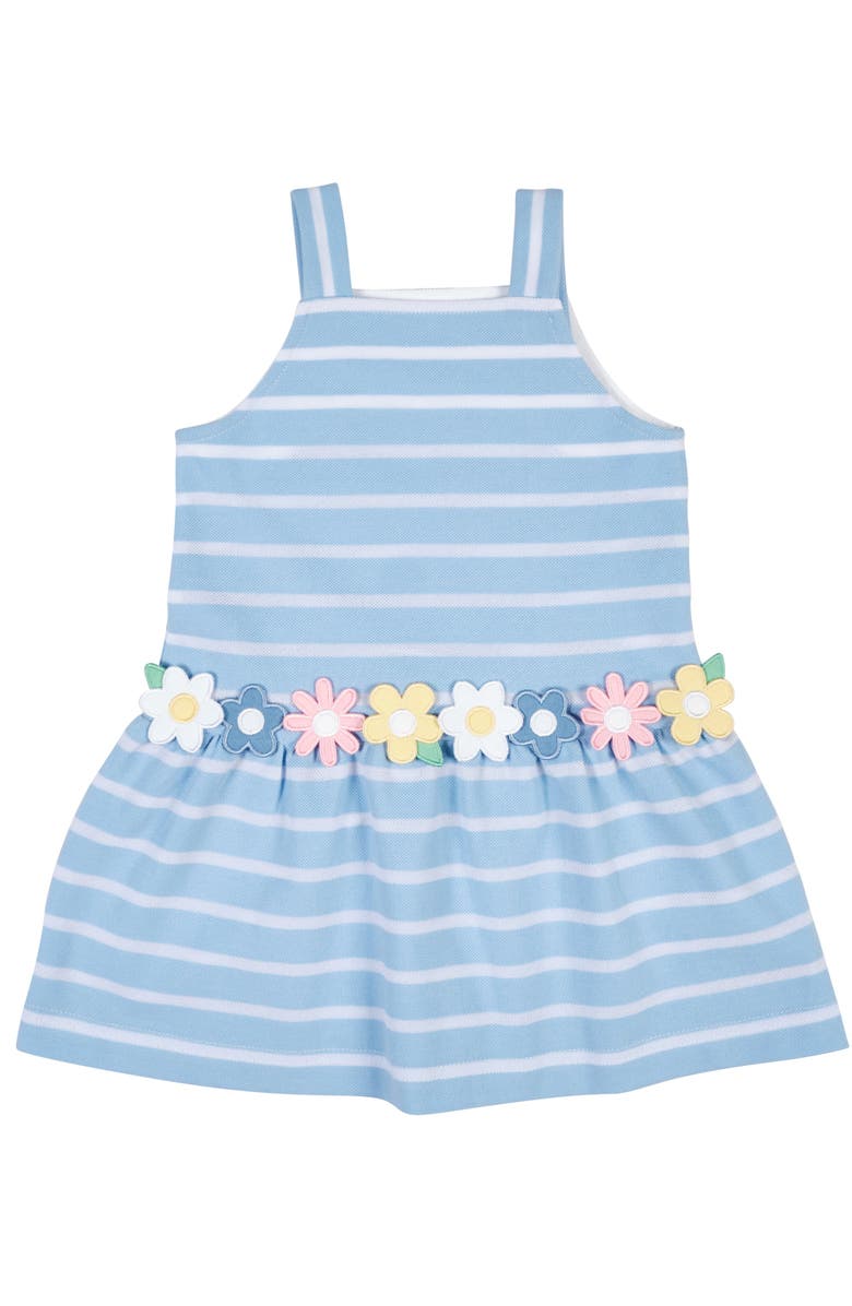 Florence Eiseman Stripe Knit Dress With Mulitcolor Flowers, Main, color, Light Blue/White