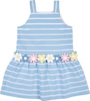 Florence Eiseman Stripe Knit Dress With Mulitcolor Flowers