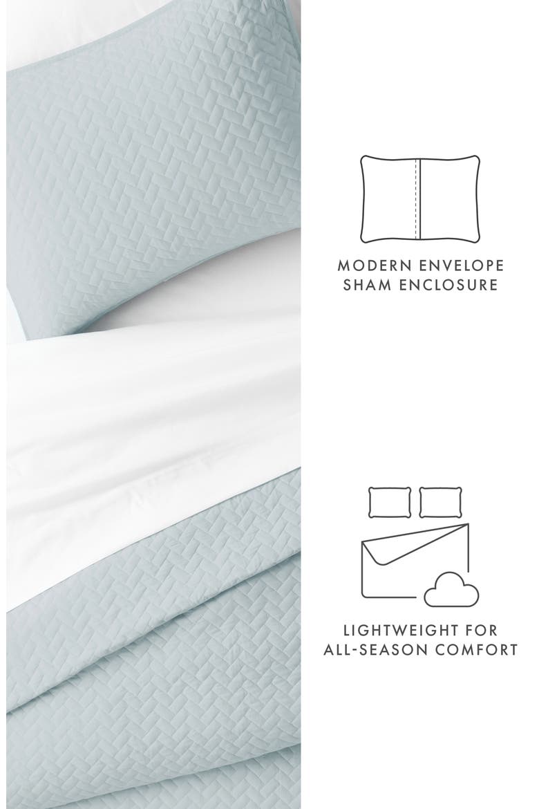 All Season Herringbone Stitch Down Alternative Quilt & Sham Set, Alternate, color, PALE BLUE