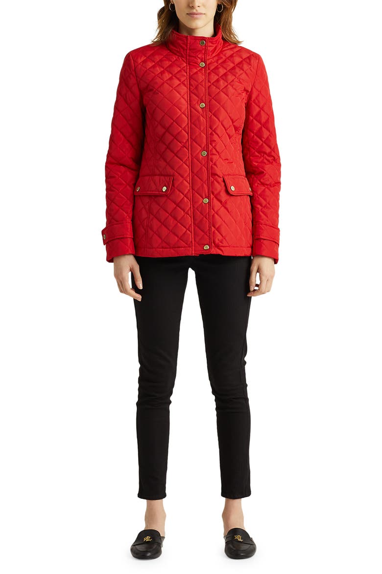 Diamond Quilted Jacket, Alternate, color, SUMMER RED
