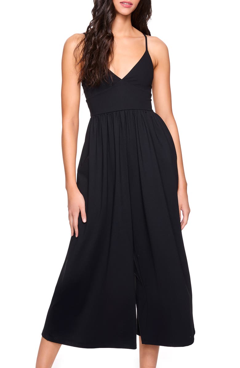 Susana Monaco Slip Top Cropped Wide Leg Jumpsuit, Alternate, color, Black