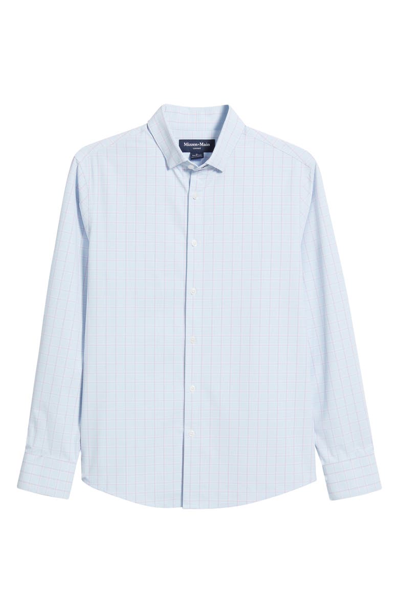 Mizzen+Main Leeward Trim Fit No Tuck Tattersall Check Button-Up Shirt, Alternate, color, Chambray Hampton Plaid