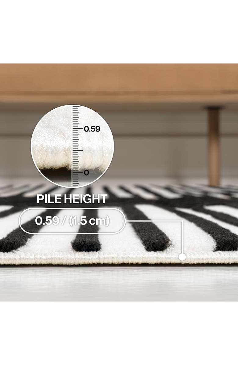 JONATHAN Y Anders MidCentury Modern Arch Stripe Two-Tone High-Low Area Rug, Alternate, color, Black/White