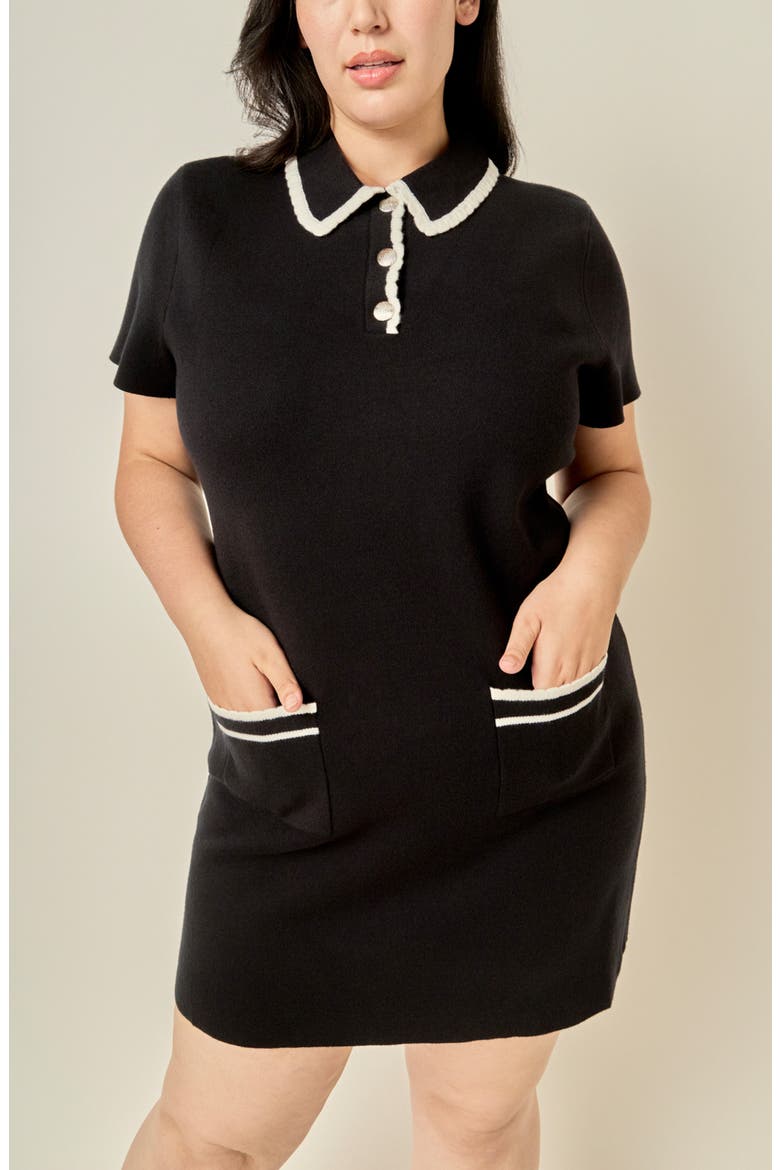 Scallop Detail Dress, Alternate, color, BLACK/ WHITE