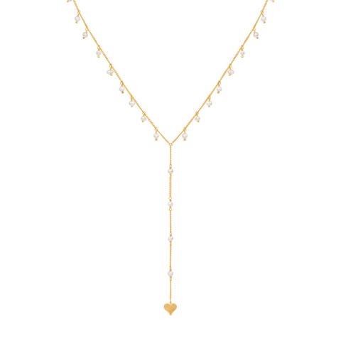 Timeless Love Heart Pearl Lariat Necklace