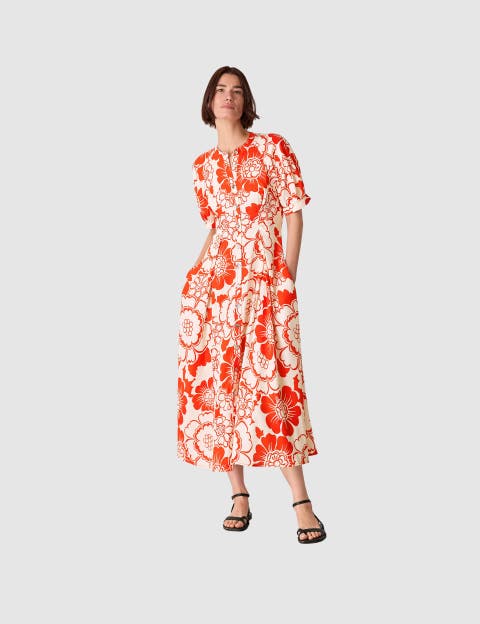 Short Sleeve Bloom Floral Midi Dress