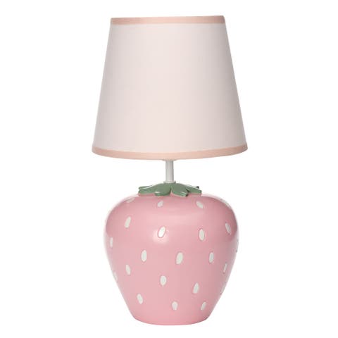 Flower Power Hand-Painted Custom Strawberry Lamp with Shade
