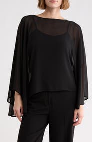 Renee C Sheer Chiffon Poncho Top