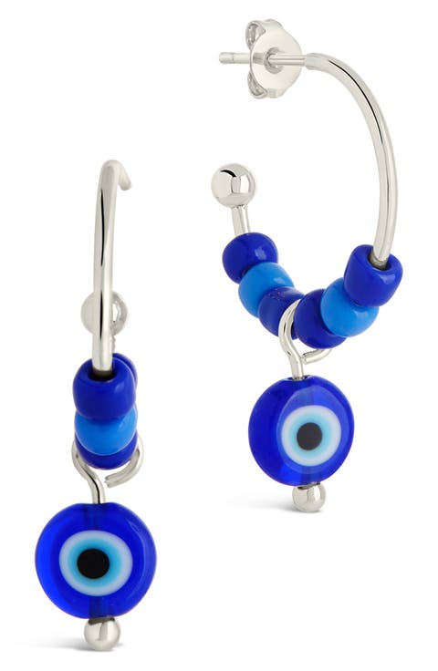Sibyl Evil Eye Drop Beaded Hoop Earrings