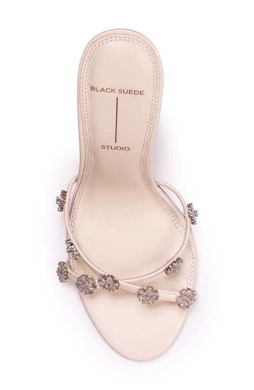 Black Suede Studio Summer Crystal Crisscross Slide Sandals In Coconut Leather