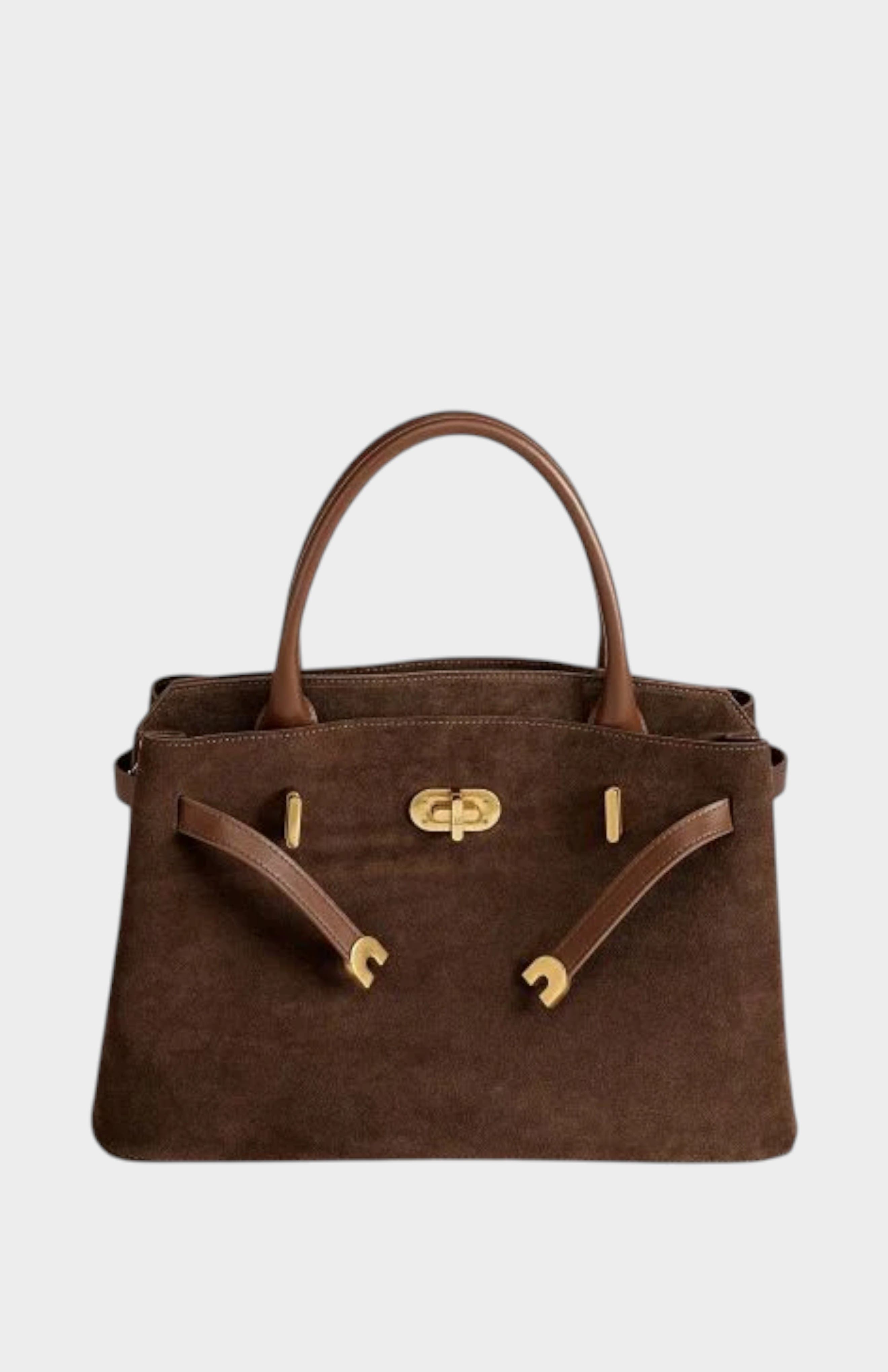 Kensington Genuine Suede Leather Top Handle Bag, Main, color, Brown