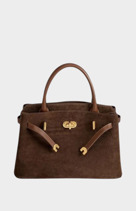 Kensington Genuine Suede Leather Top Handle Bag
