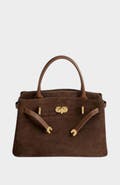 Mi Bolsa London Kensington Genuine Suede Leather Top Handle Bag