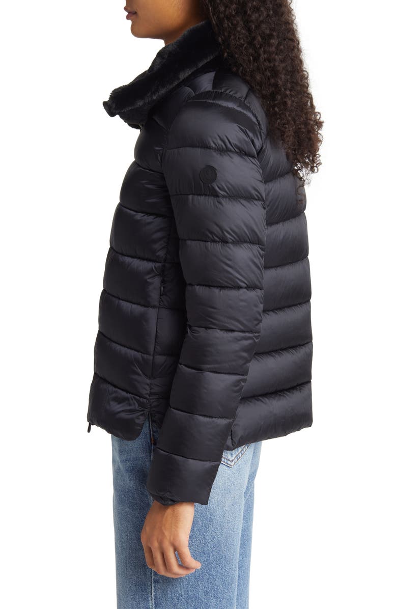 Save The Duck Mei Faux Fur Collar Puffer Jacket, Alternate, color,