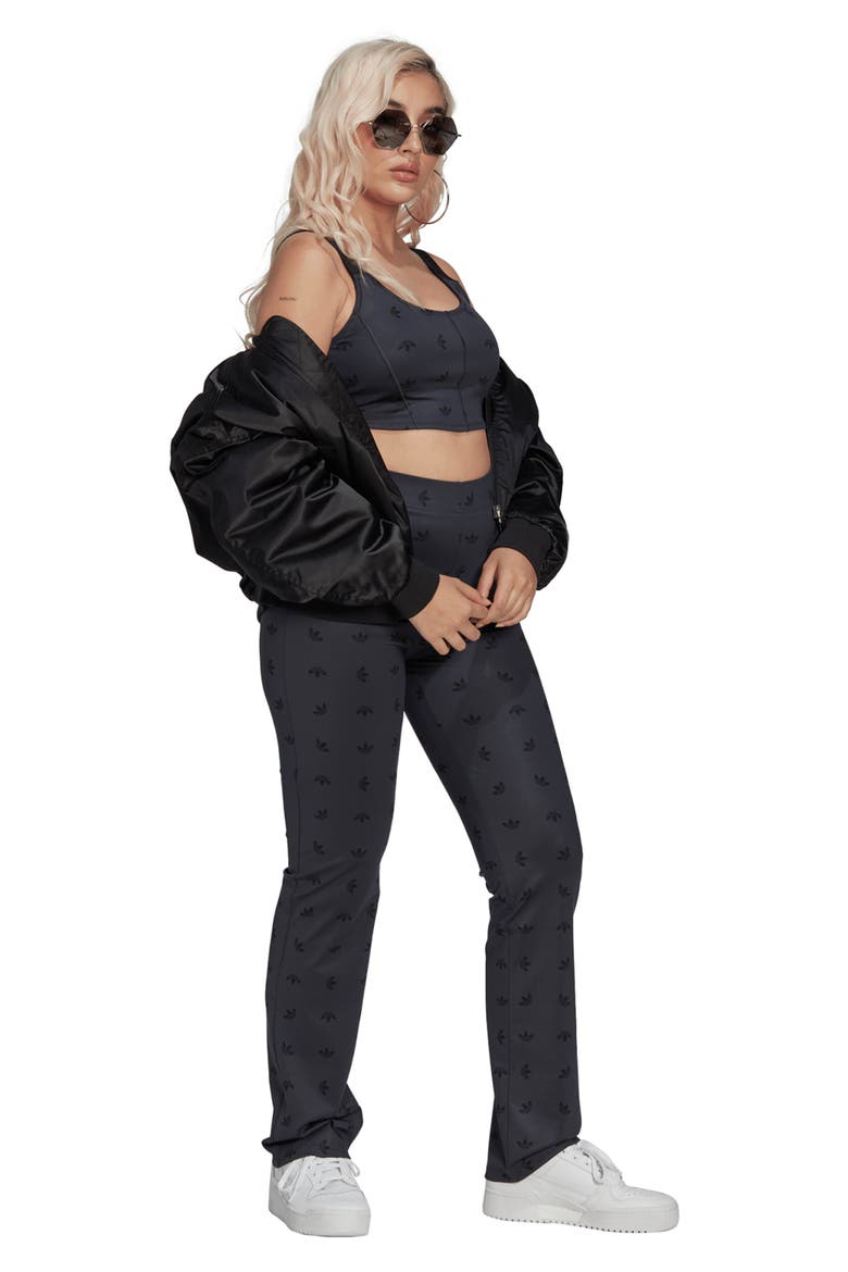 Trefoil Corset Crop Top, Alternate, color, NIGHT GREY