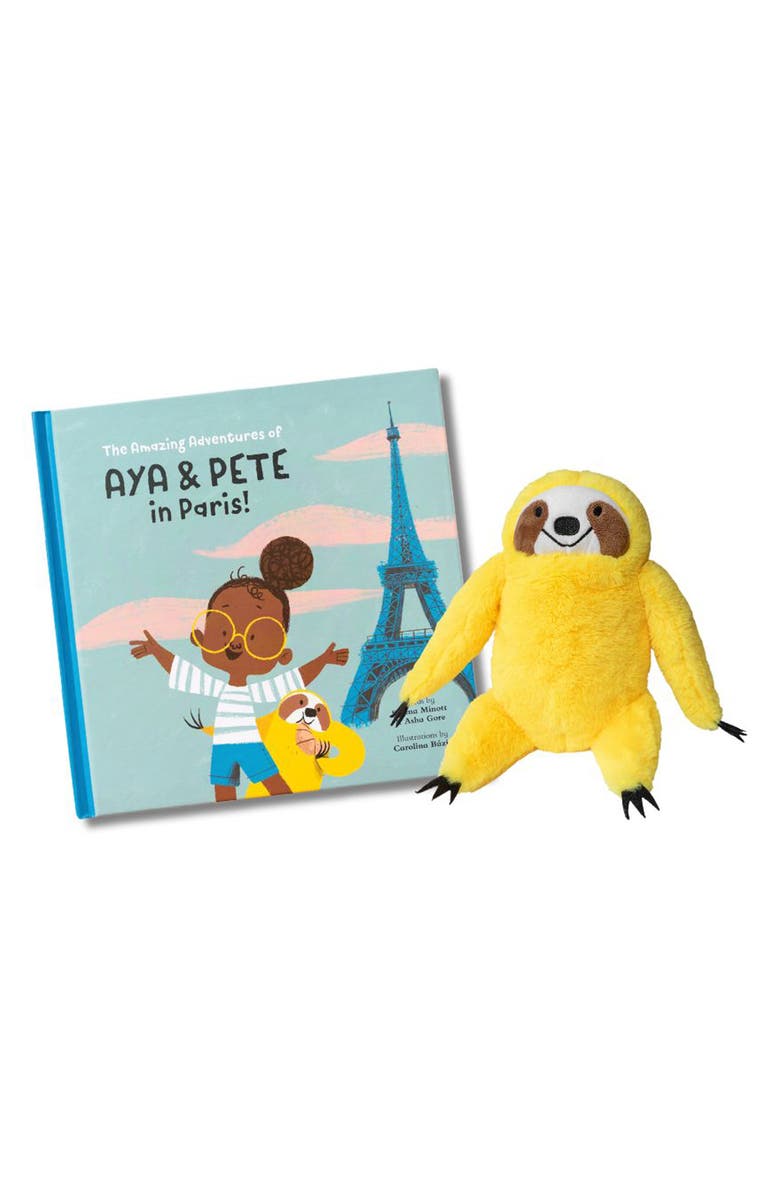 AYA AND PETE 'The Adventures of Aya & Pete in Paris!' Book & Plush Pete Set, Main, color,