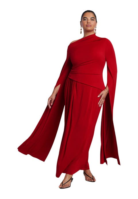 Cape Sleeve Draped Maxi Dress (plus)