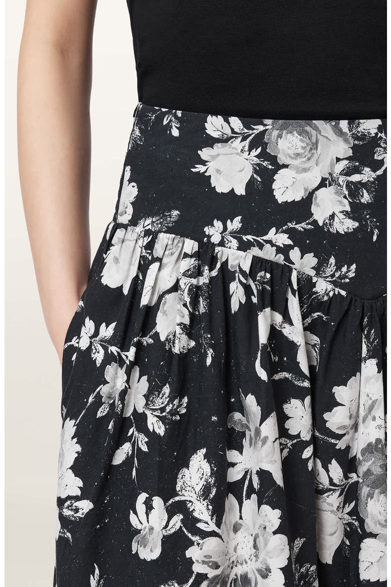 Levy Floral Print A-Line Skirt, Alternate, color, JARDINA MONO BLACK