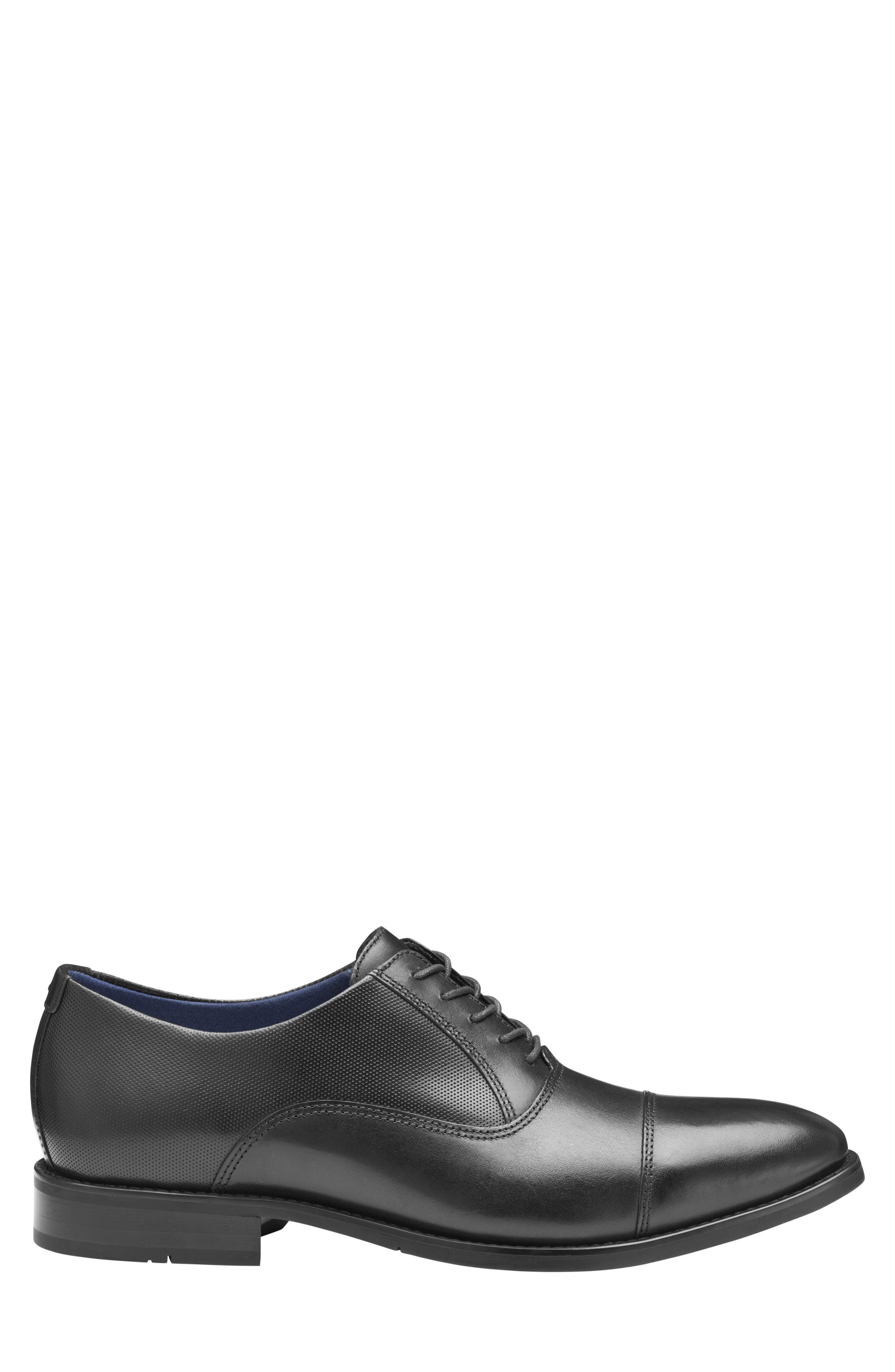 Johnston & Murphy Landry Cap Toe Oxford, Alternate, color, Black Full Grain