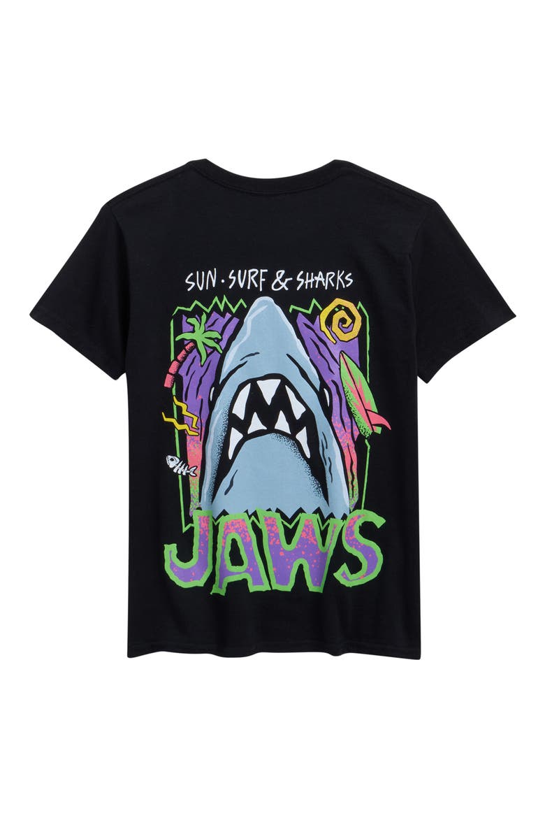 Kids' Jaws Doodle Cotton Graphic T-Shirt, Alternate, color, BLACK