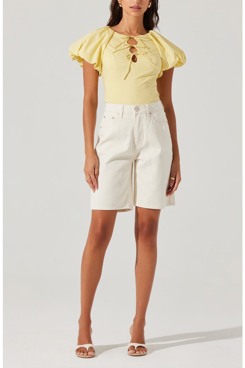 Aine Tie Detail Cotton Top, Alternate, color, YELLOW