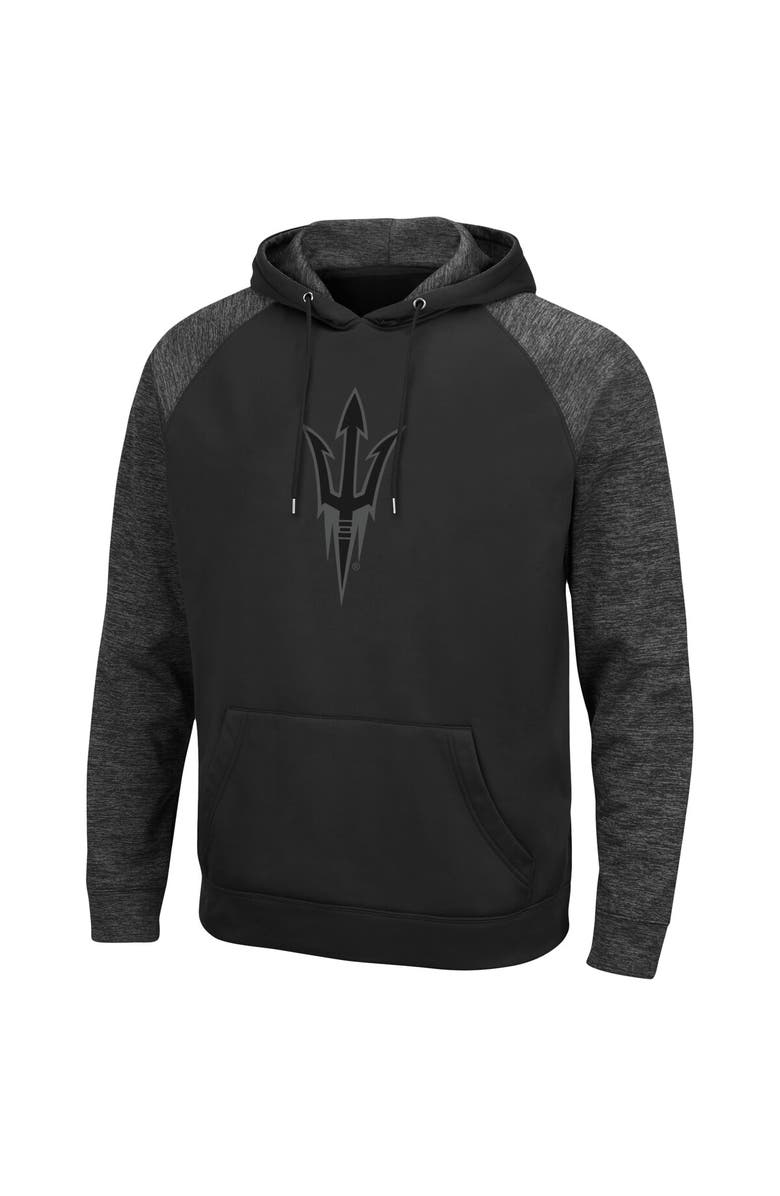 COLOSSEUM Men's Colosseum Black Arizona State Sun Devils Blackout 3.0 Tonal Raglan Pullover Hoodie, Alternate, color, 