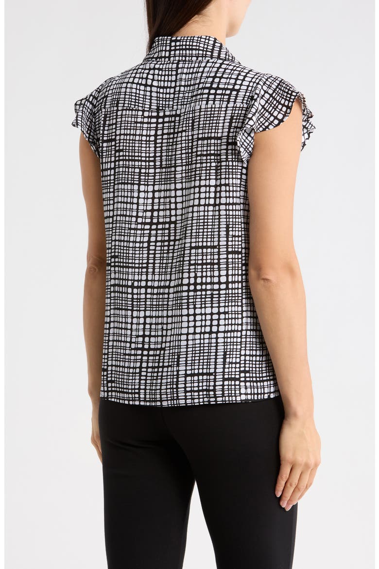 Ruffle Cap Sleeve Top, Alternate, color, BLACK/ WHITE