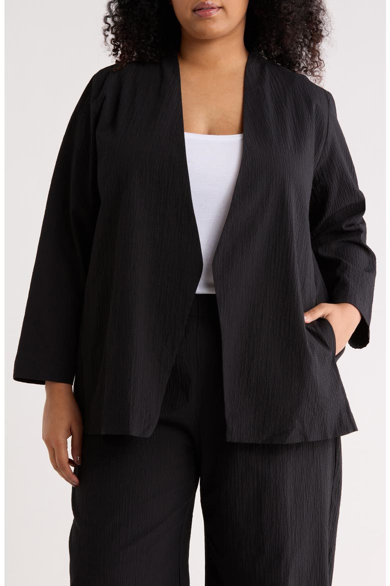 Open Front Stretch Cotton Jacket, Main, color, BLACK