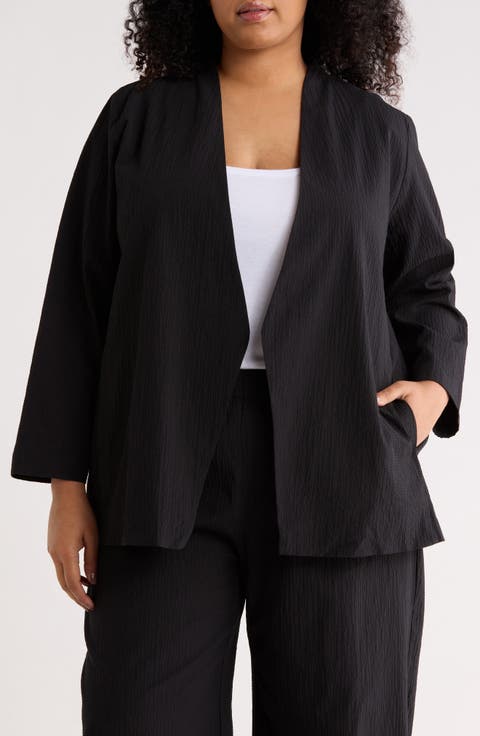 Open Front Stretch Cotton Jacket (Plus)