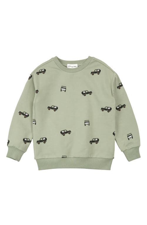 Miles The Label Kids' Off-road Print Organic Cotton Graphic Sweater In Green